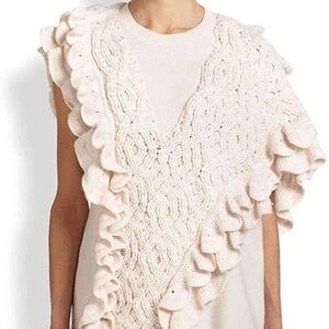 3.1 PHILIP LIM Wool Crochet Sleeveless Ruffled Knit Sweater Vest MEDIUM